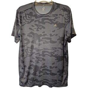And1 Mens Qwick-Dry Performance T-Shirt Large Gray Black Camo Workout Gym Top